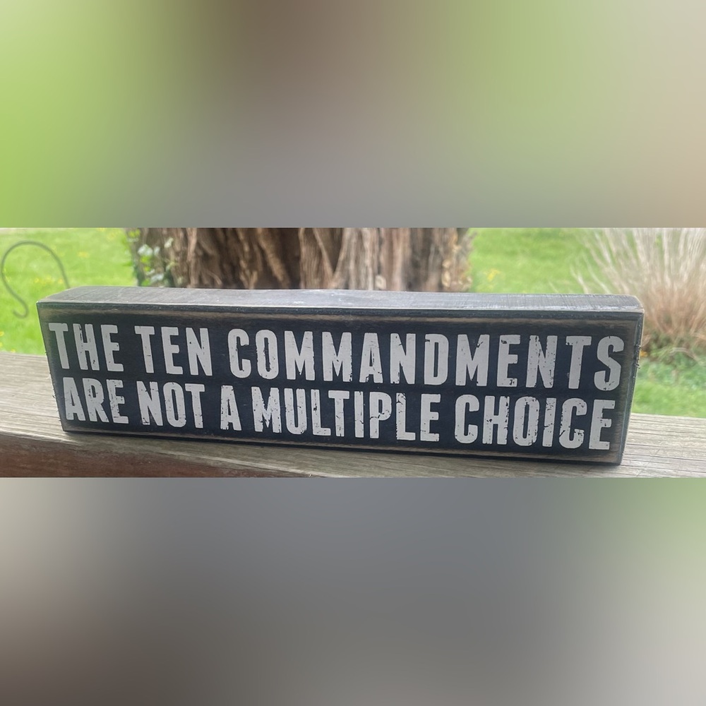 10 Commandments Wooden Block Sign